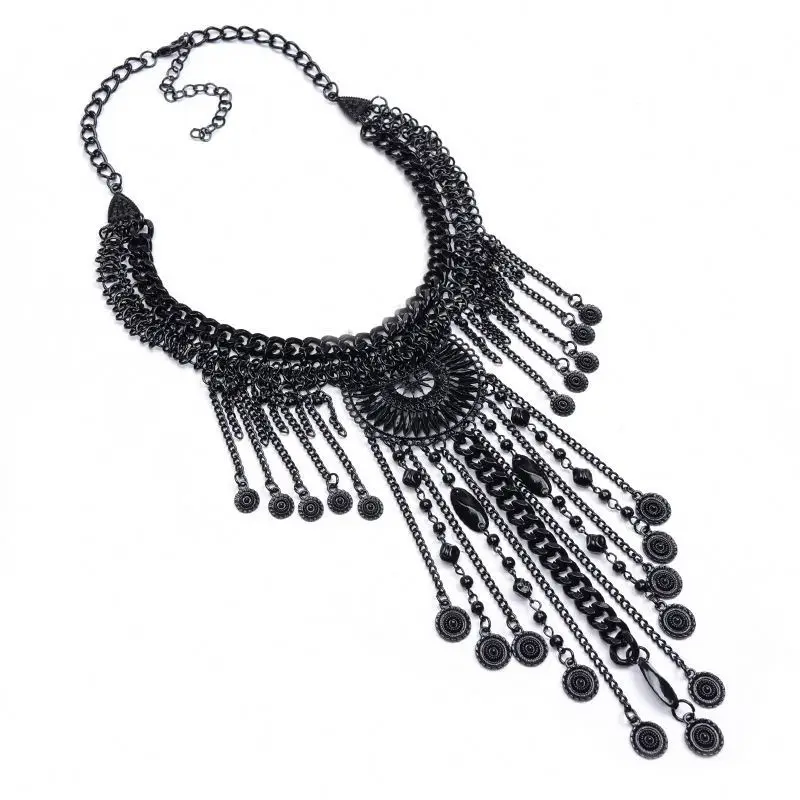 
Multi-Layers Filigree Flower Pendant Statements Chunkys Long Big Collar Necklace 