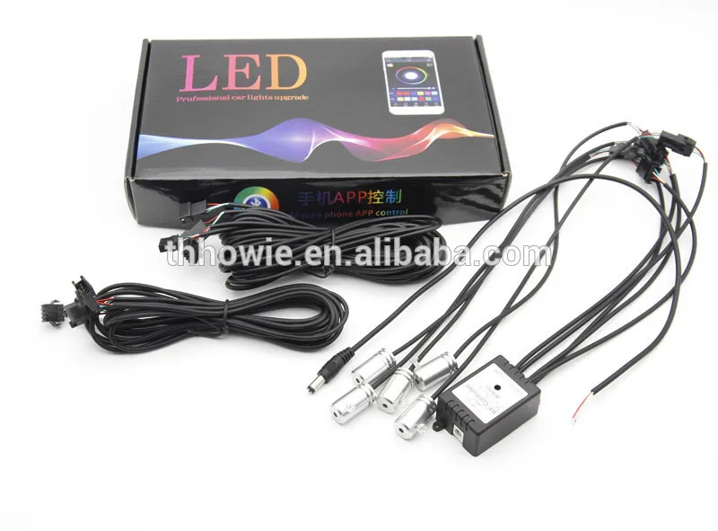 RGB LED Car Interior Neon EL Wire Strip Light Dashboard Colorful Atmosphere Lamp Sound Active APP Control Kit