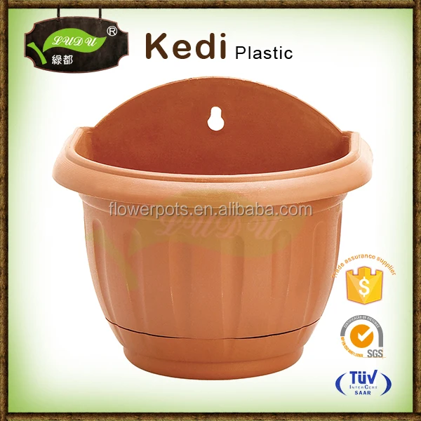 Plastic Semicircular large round terracotta flower pots wholesale Hanging on The Wall