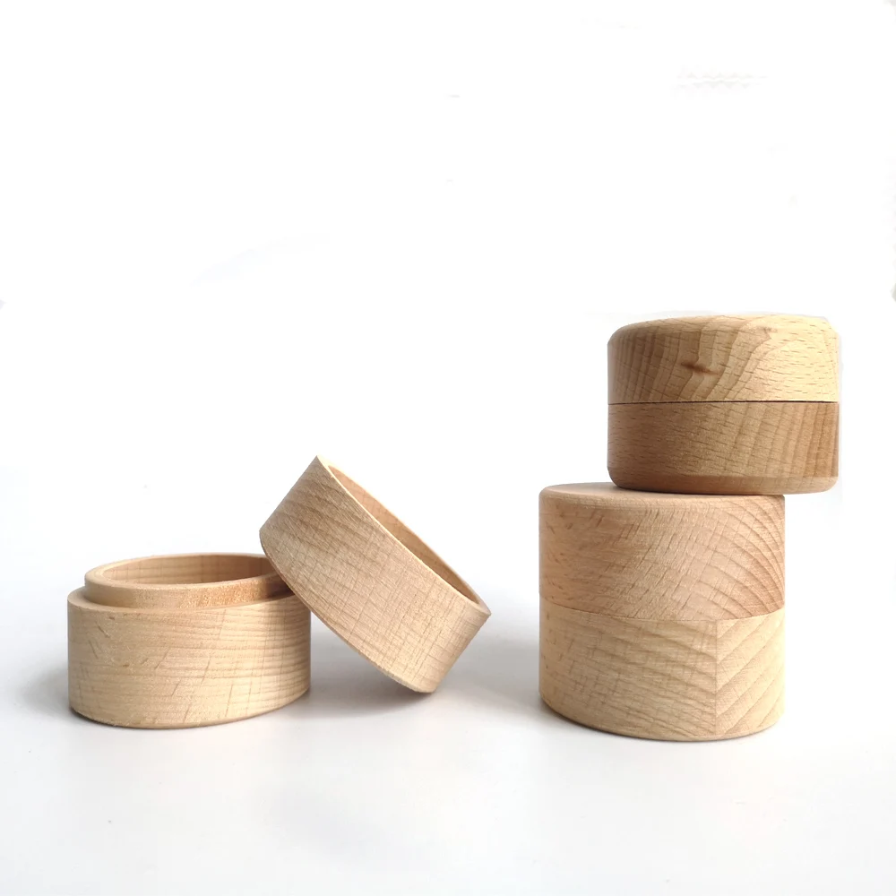 DIY Storage Trinket Bearer Container Case Wood Ring Box for Proposal Wedding Ring Storage Mini Round Wooden Box Jewelry Boxes