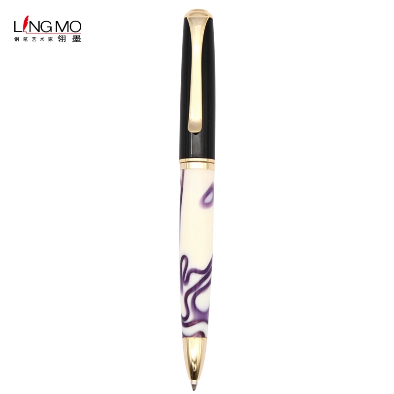 Lingmo Luxury High Quality Gift Marble Resin Ball Pen Acrylic Ballpoint Pen With CustomLogo