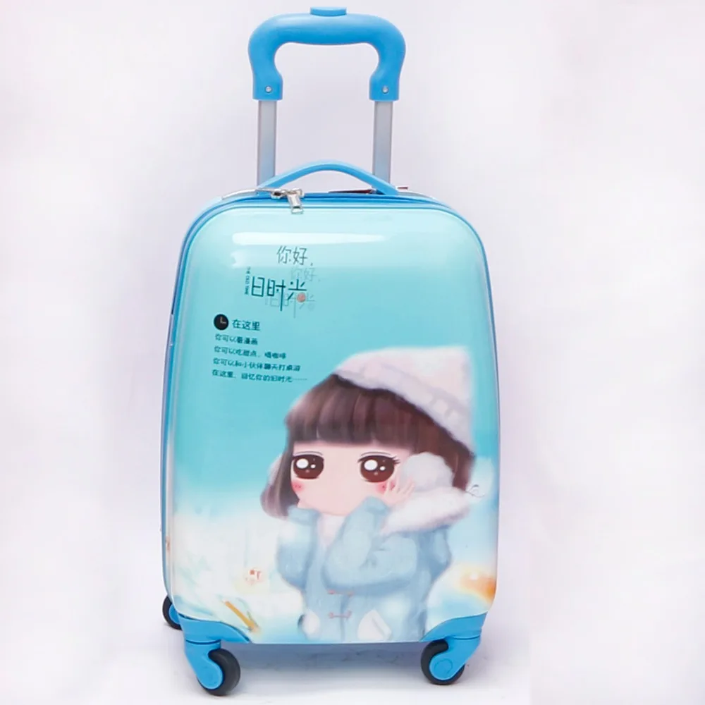 animal cartoon print kids roller luggage ABS PC 4 wheels kids travel carry luggage