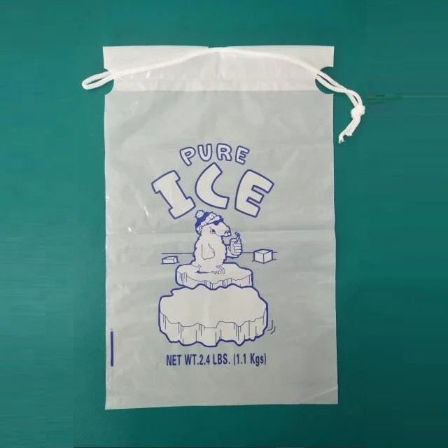 Plastic customized ice bag with or without drawstring