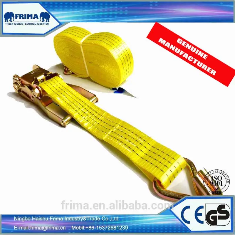 4Ton GS Standard Ratchet Webbing Strap Polyester Tie Down with Metal Handle with 2pcs double J Hooks