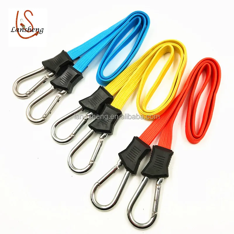 18mm heavy duty flat stretch bungee cord with carabiner hook