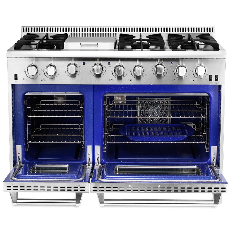 Double Oven 48 inch 6 burners Gas cooking Range