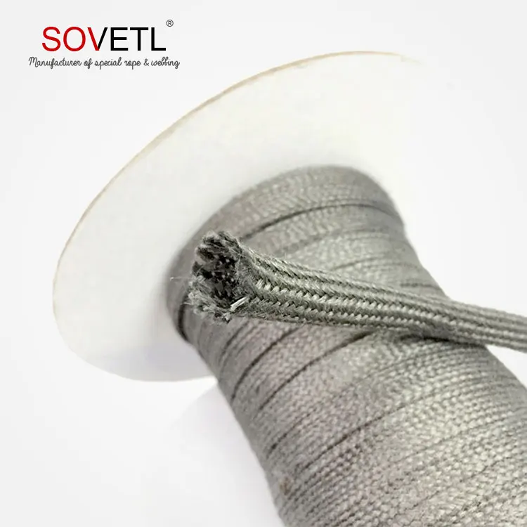 Wholesale 304 braided conductive stainless steel fiber tubular webbing
