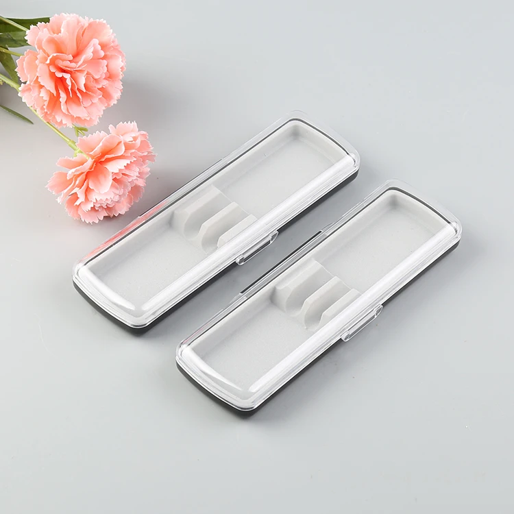 Transparent hard plastic single pen box with PVC Velvet bottom luxury gray gift pen case crystal metal pen pencil NO.0856