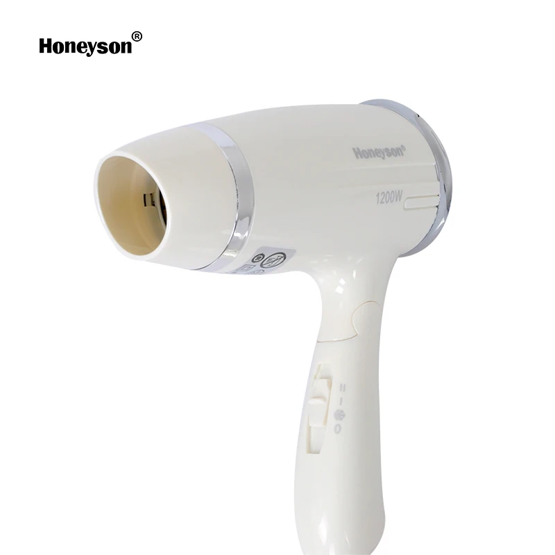 Honeyson Oem Cheap Hotel Guest Room Low Watt Hair Dryer White Surker Portable and Foldable Mini Hair Dryer Blue Concentrator F5