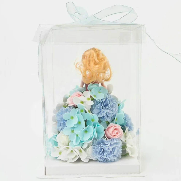 
New product ideas 2018 clear plastic pvc artificial flowers preserved flower cute barbie doll for DIY decoration gift 