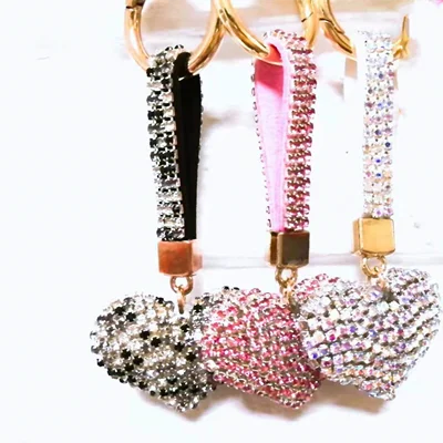 Fashion diamond rhinestone heart shape keychain for bag