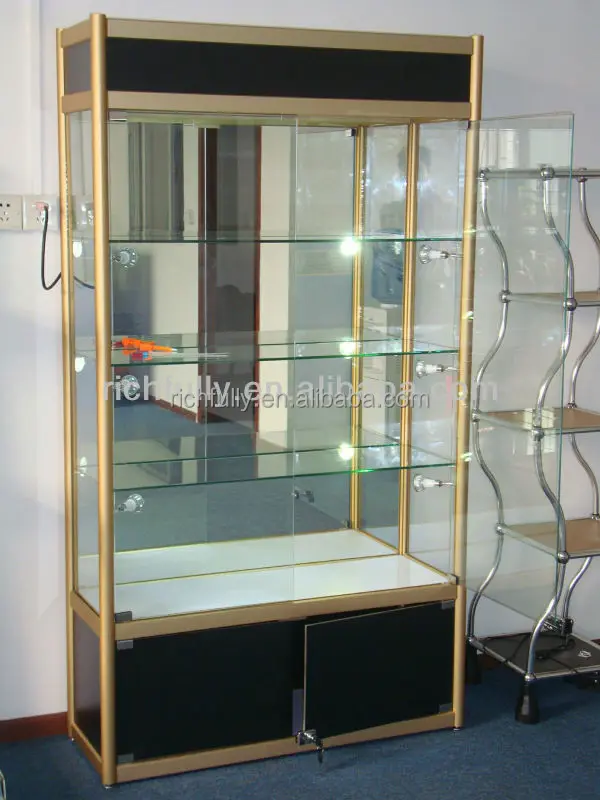 2015 new product Titanium alloy / Aluminum Glass Display Cabinet