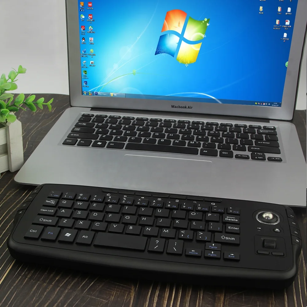 USB Portable  Wireless 2.4G Optical Keyboard Trackball Mice Mouse for Laptop PC