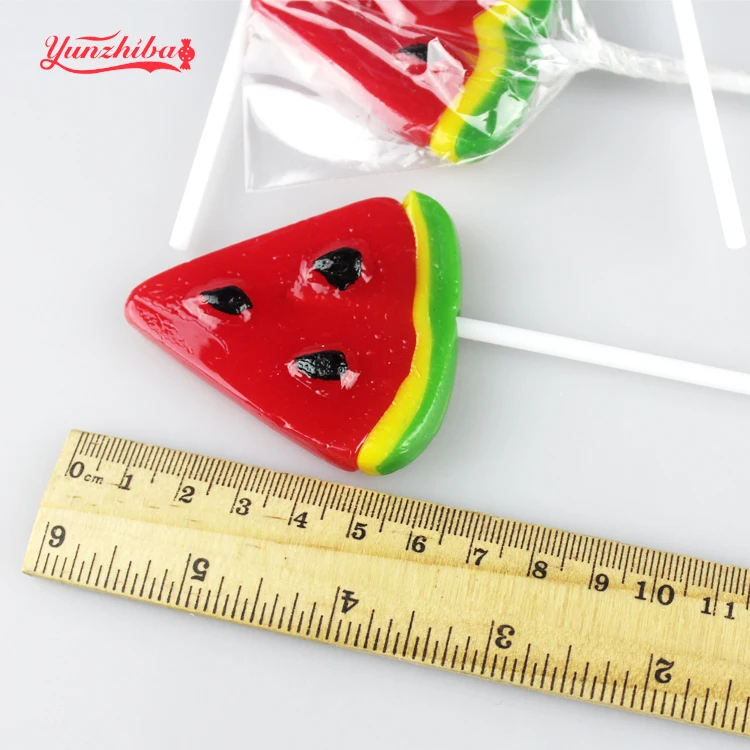 Manufacturer Direct Sale Fruity Flavor Watermelon Shaped Sweet lollipops In Hard Candies