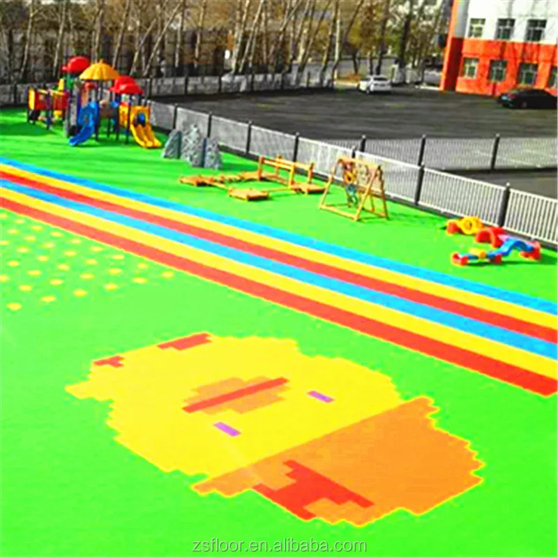 Wear-Resistant Non-Slip solf kindergarten flooring outdoor playground plastic decor floor tile