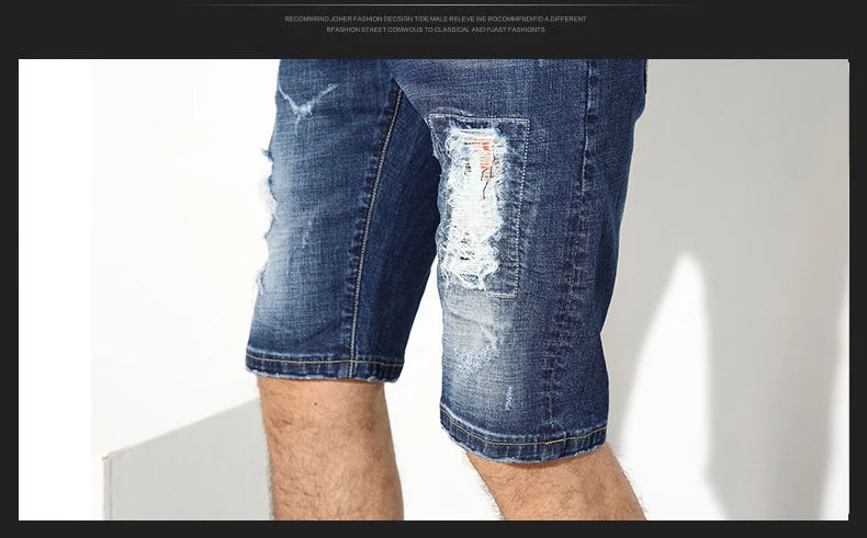 2022 new Large Size Men Hole Denim Shorts Summer Casual Light Blue Jeans High Quality Male Trousers home Short Pants