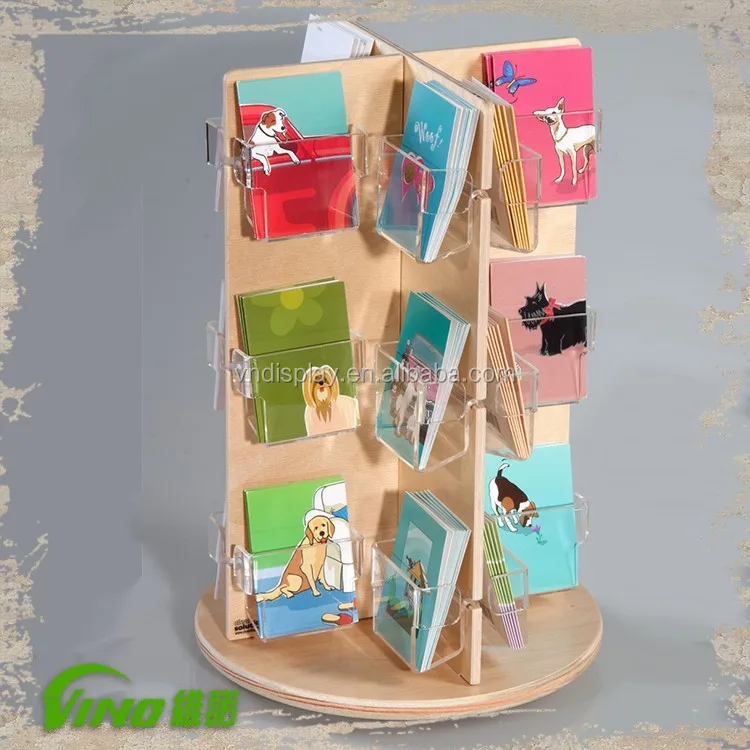 Plywood Counter greeting card stand holder,revolving greeting card holder,greeting card holder rack