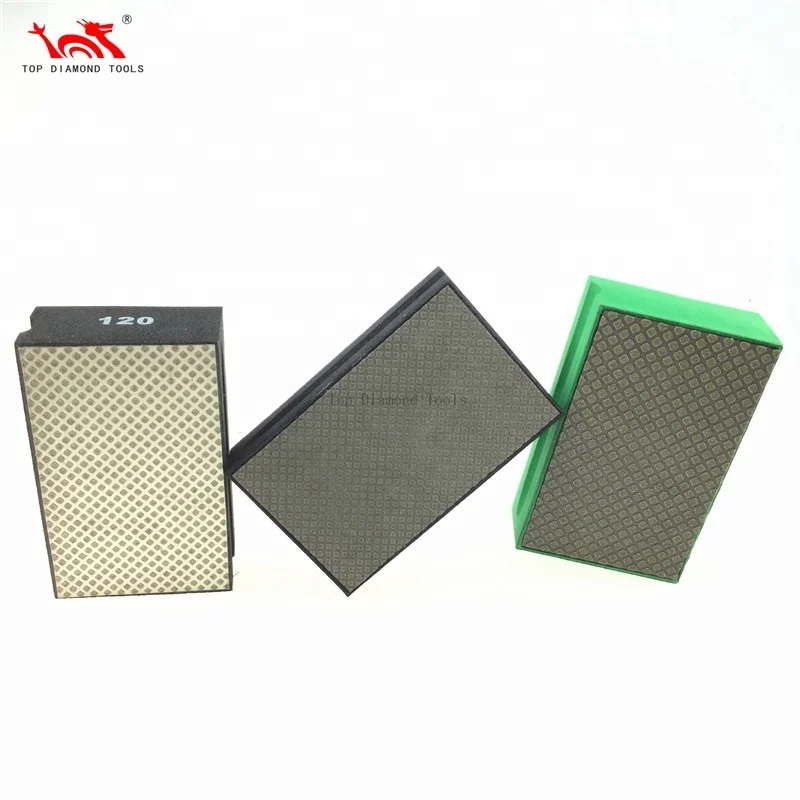Foam Backed Edge Polishing Electroplated Diamond Hand Pads for Stone Glass Ceramic Granite Marble Stone Quartz Gemstone Tile