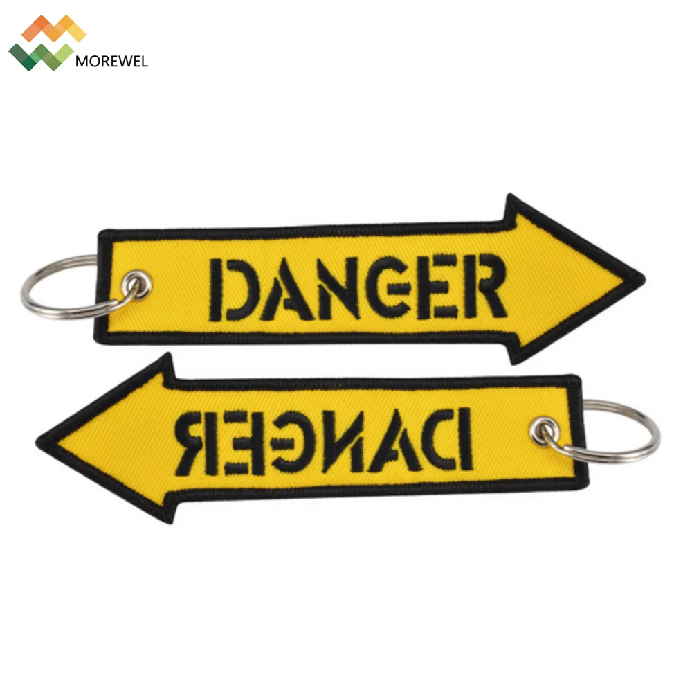 Embroidered KeyChain DANGER Fashion Embroidery Key Chain for Motorcycles