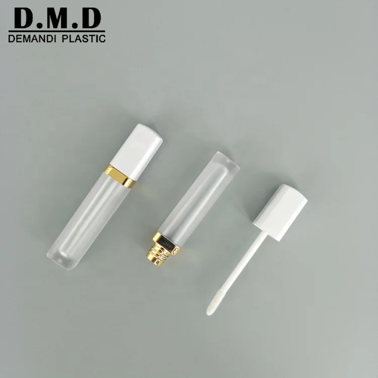 Free sample 5ml square frosted lipgloss tube containers with brush