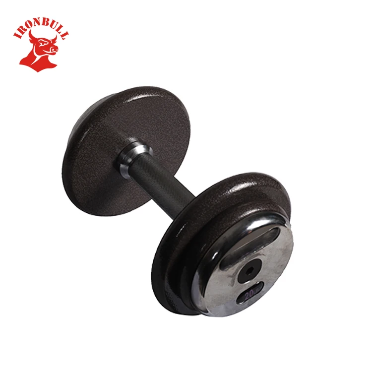 
Gray hammertone dumbbell with chrome end cap 