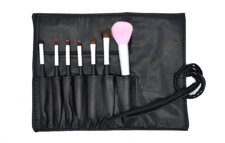 
private label high quality animal horse natural hair 7pcs makeup brush set with bag 