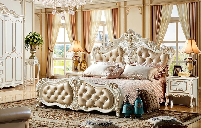 King/queen size two people European style bed set with mattress