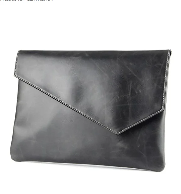 Men PU Leather Large Envelope Bag Clutch Document Bag A4 Book Bag