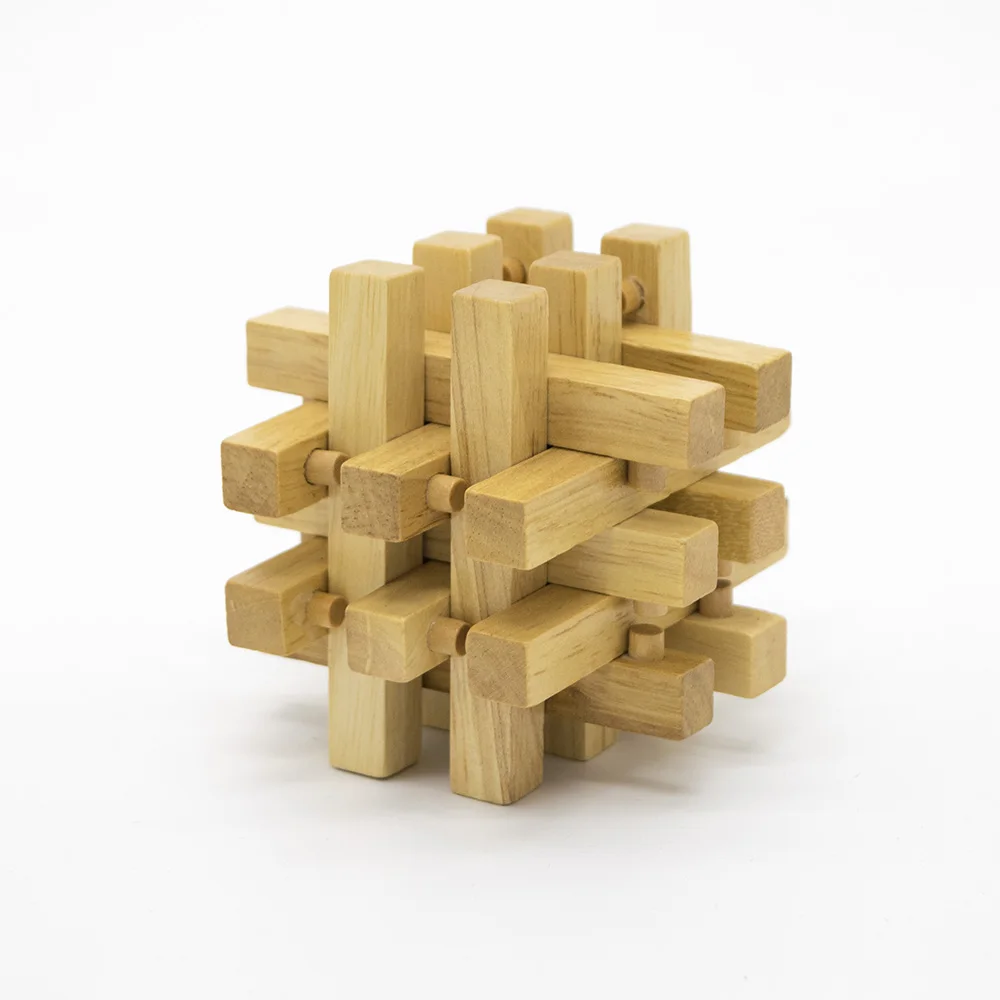 3D Wooden IQ Puzzle DIY Brain Teaser For Adults And Kids