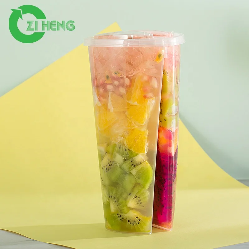 Heart shaped plastic cups shapes twin double cup for boba tea heart cup