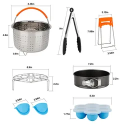 Набор аксессуаров для кастрюль мгновенного приготовления, подходит для 5,6,8Qt-с корзиной для отпаривания овощей, антипригарная сковорода Springform, полка для отпаривания яиц,