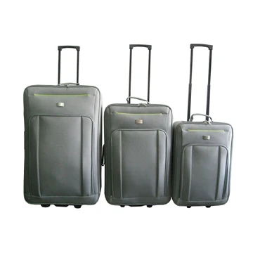 
China Luggage Factory Supply Cheap 3pcs Eva Trolley Luggage Suitcase Sets In Grey With Lime Trimming 