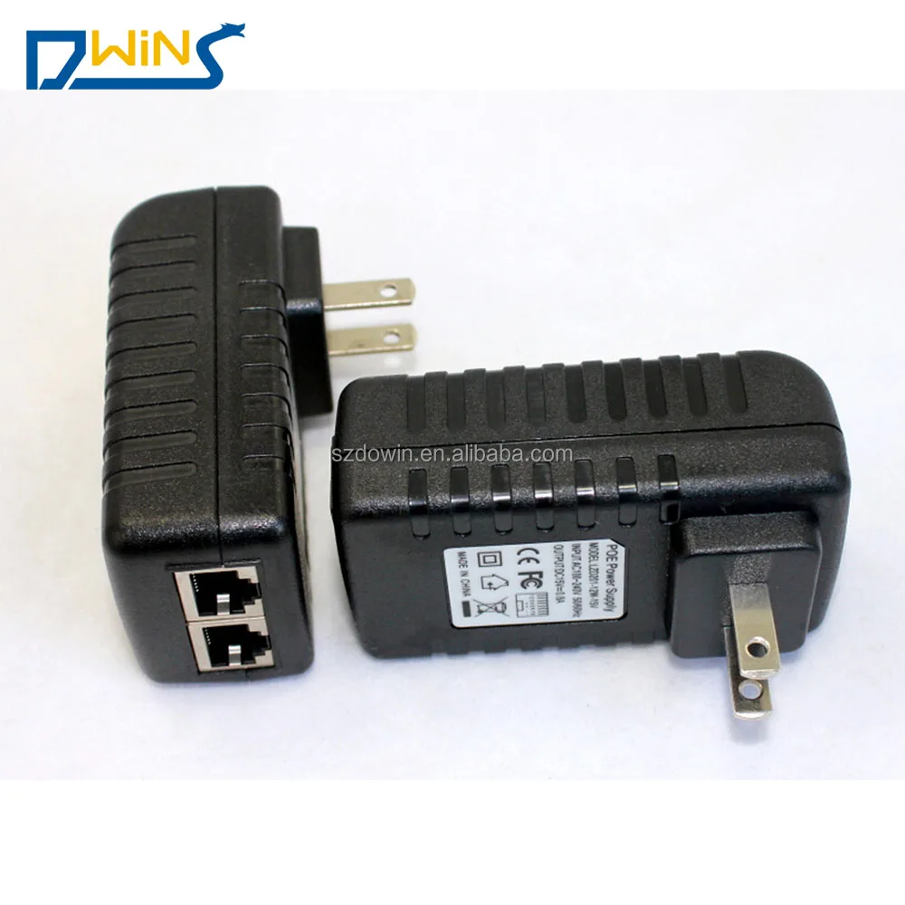 
with US/EU/UK 12V 24V 48V POE Device DC 48V 0.5A POE Injector 
