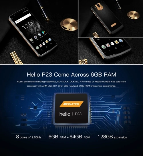 
Original OUKITEL K10 6GB RAM 64GB ROM Mobile Phone 11000mAh 4 Cameras MTK6763 Fingerprint Face ID NFC 