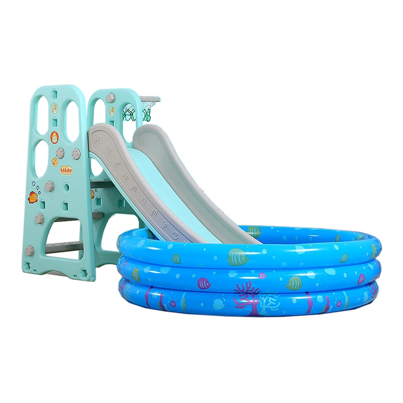 
New Colorful Indoor Playground Toys Plastic Kids Slide and Swing with Ball Pool 