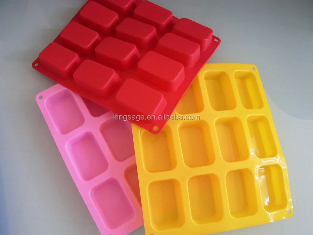 12 cavity Plain Basic Rectangle Soap DIY Mold Silicone Mould for Homemade Craft