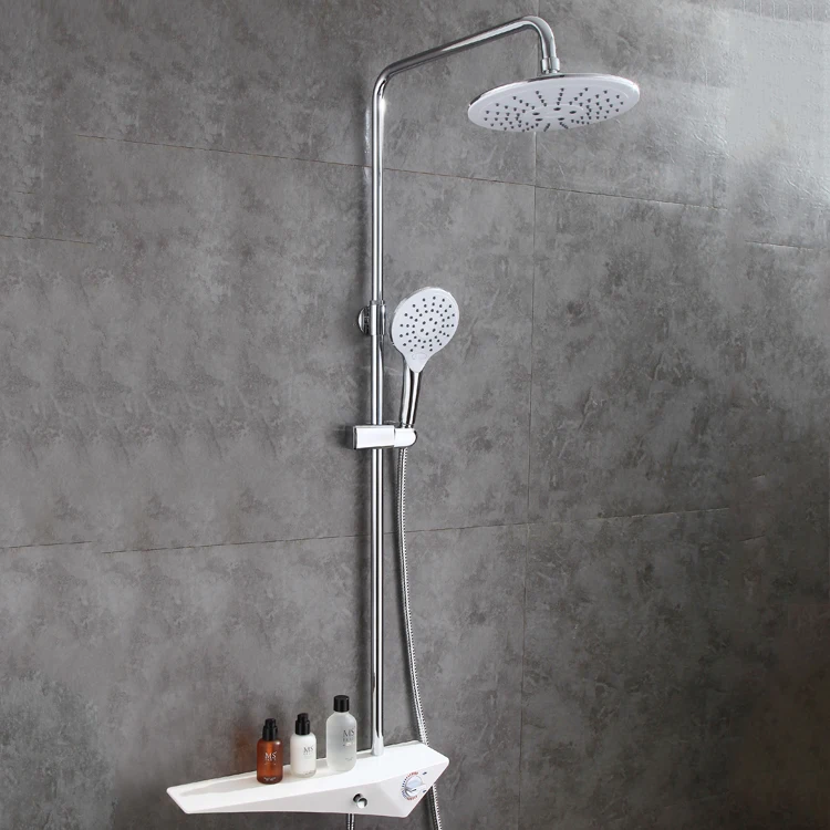 Silver Bathroom Shower Head and Cold Shower Mixer in Wall Mounted Rainfall Shower Set