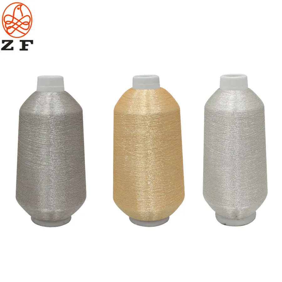 Pure silver and pure Golden Metallic yarn with 150d 450d 600d polyester or rayon