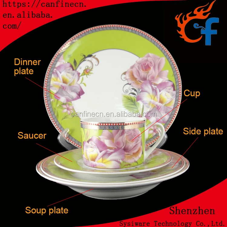 Dinner Set Plate Ceramic Porcelain Floral Design Luxury Cheap Wholesale Dishes White 20/30PCS Plates Sets Dinnerware