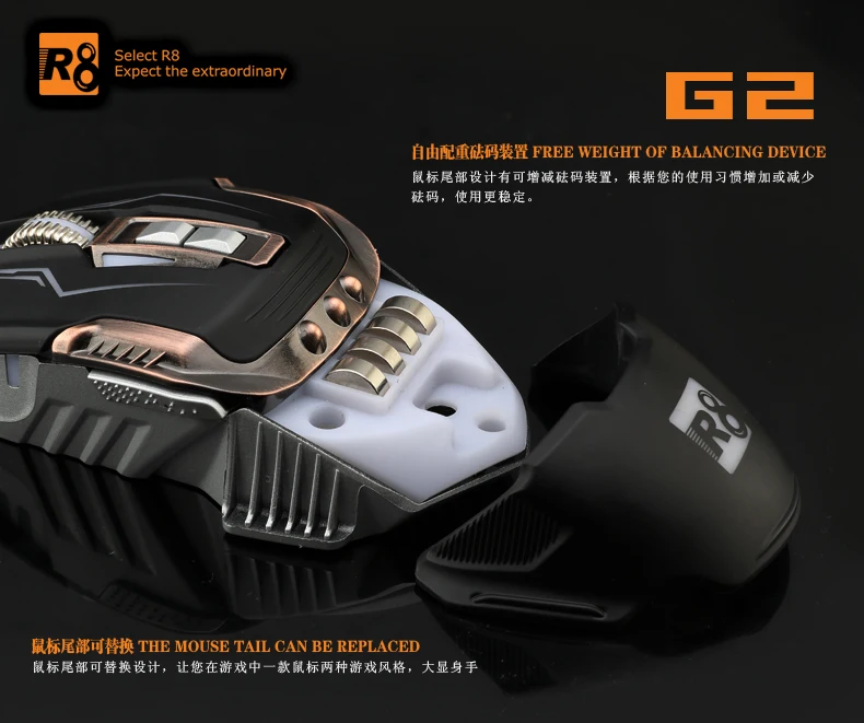 R8 7D Global Hot Sale OEM USB Optical Ergonomics Wired Computer Gaming Mouse with Colorful Led Light