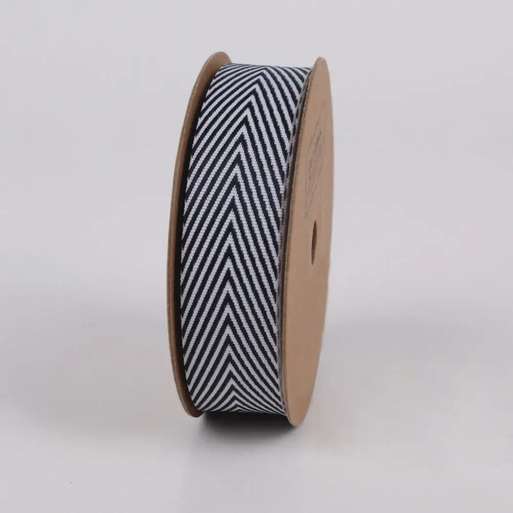 LaRibbons Wholesale Custom Black and White Striped Grosgrain Ribbon for Gift