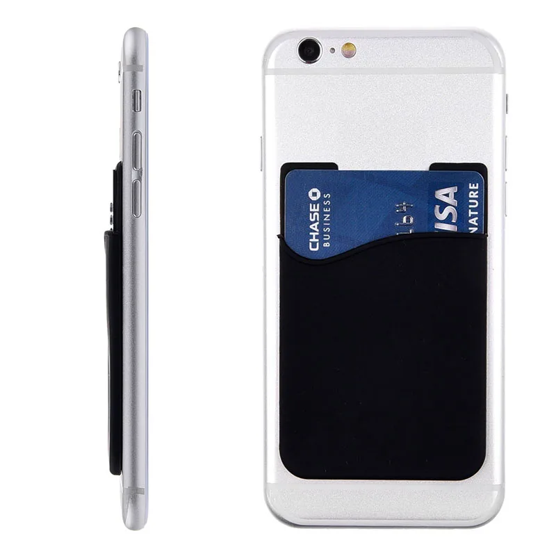 Custom LOGO Cell Phone Card Holder Silicone Phone Wallet Case with Adhesive