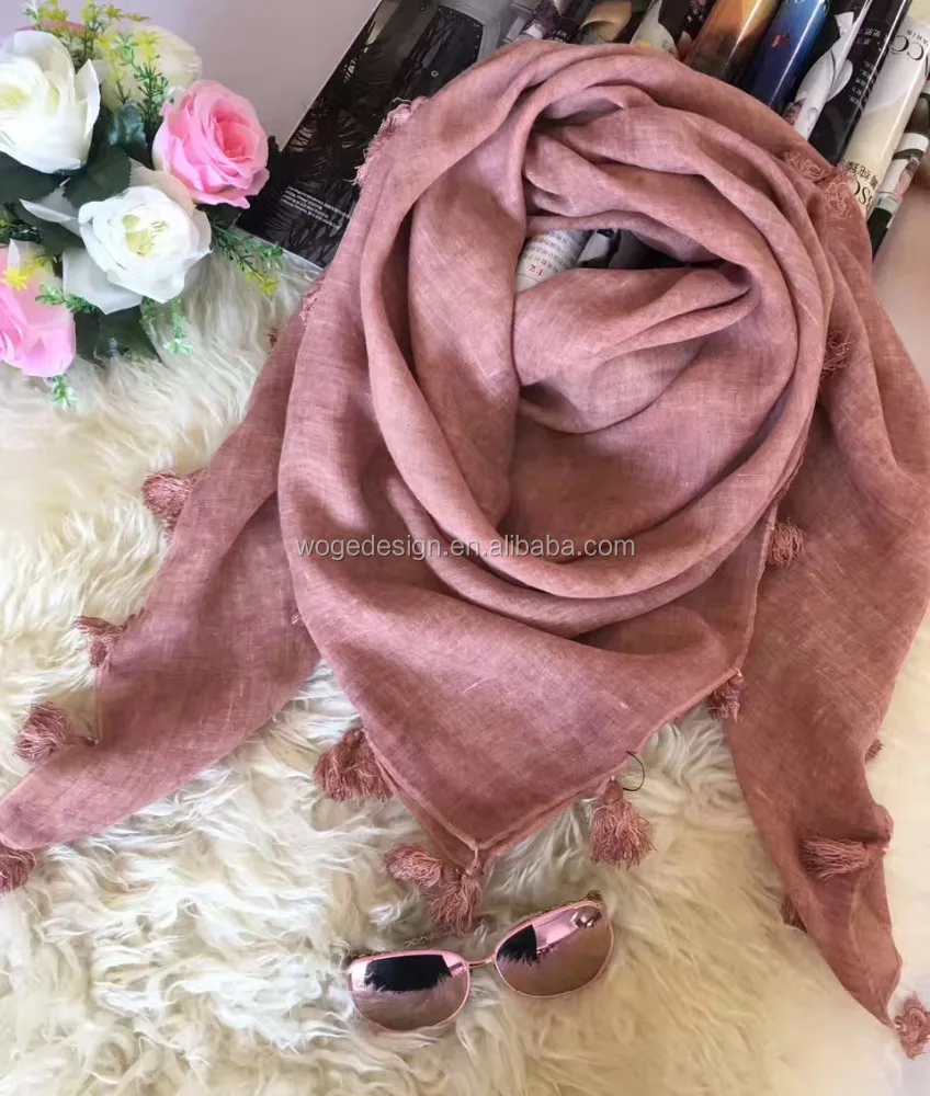 Alibaba premium factory unique chic dress clothing tippet shawl hijab tie dye color wholesale tassel cotton viscose square scarf