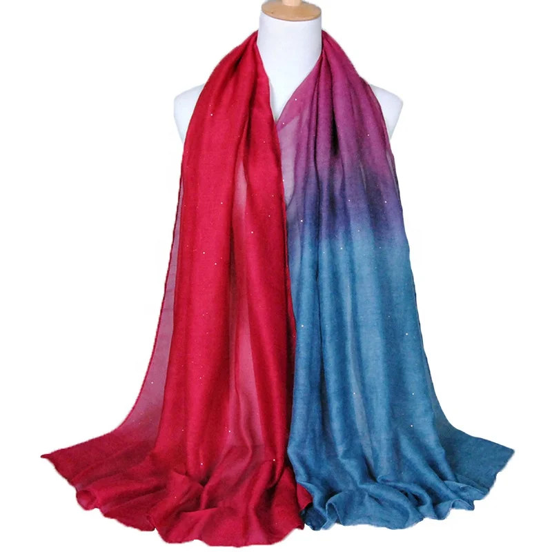 Wholesale 2020 New Autumn Winter Cotton Linen Bali Voile Classic Gilding Ombre Gradient Color Women turkish scarves Hijab Scarfs