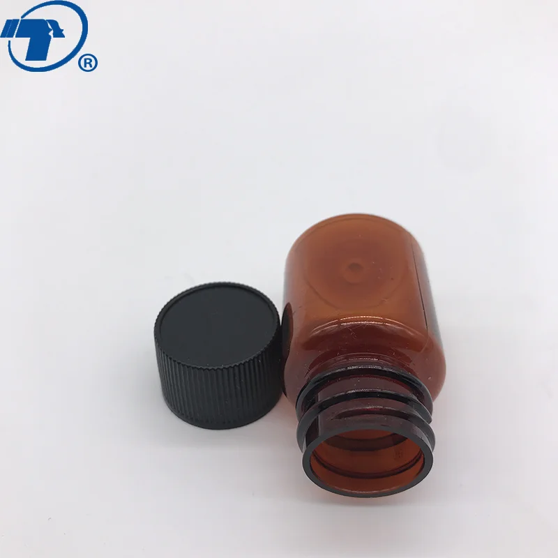 OEM plastic small empty 15ml amber medicine syrup liquid dispenser pet bottle with gel cap