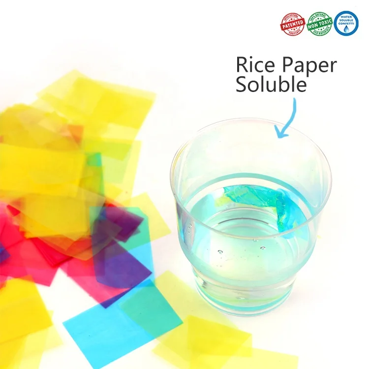 Boomwow 100% biodegradable eco Flame retardant rectangular color round shape rice paper confetti bulk confetti bags