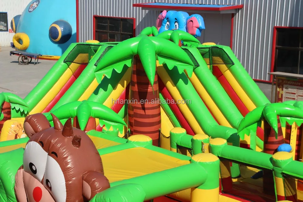 inflatable fun city Forest Zoo bouncers with tiger monkey and elephant/ inflatable games china