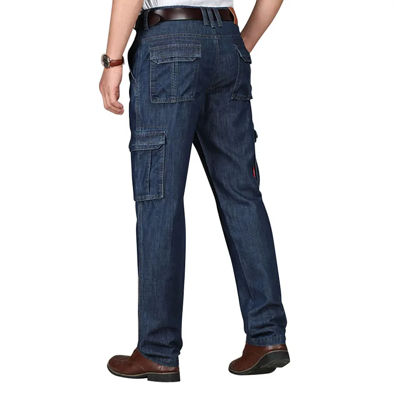 The straight man jeans regular big size add logo more pockets for work  customized yulin OEM jeans