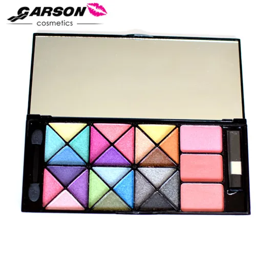 Garson Professional Cosmetics OEM Private Label Waterproof  Multi Colored Makeup Glitter Eyeshadow Palette With Blusher