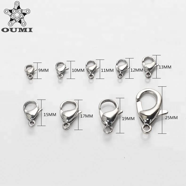 OUMI Curved Lobster Clasps Lobster Claw Clasps DIY Jewelry Fastener Hook Necklace DIY Fasteners Silver Plated 7x12mm ZZL-000113